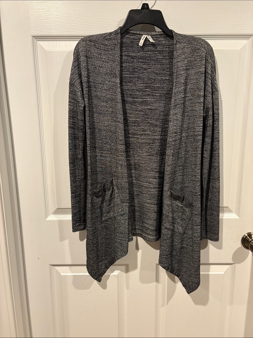 Mudd Gray Marled Open-Front Cardigan with Pockets